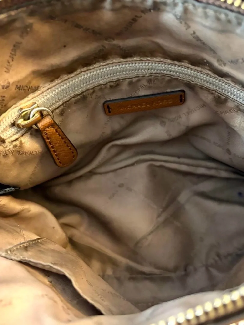 Michael Kors Tan Leather Crossbody Bag with Gold Hardware